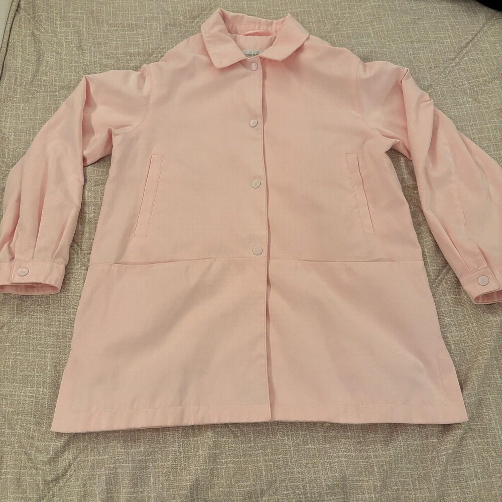 Jones New York: Pastel Pink Button-Front Trench Car Coat Jacket Size S